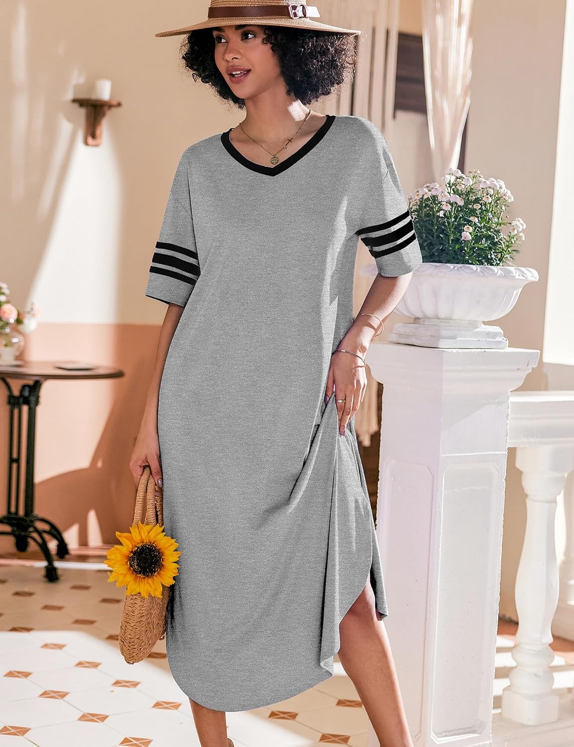 image:imageEkouaer Nightgowns for Women Long Nightgown Plus Size Moo Moos House DressLight Grey
