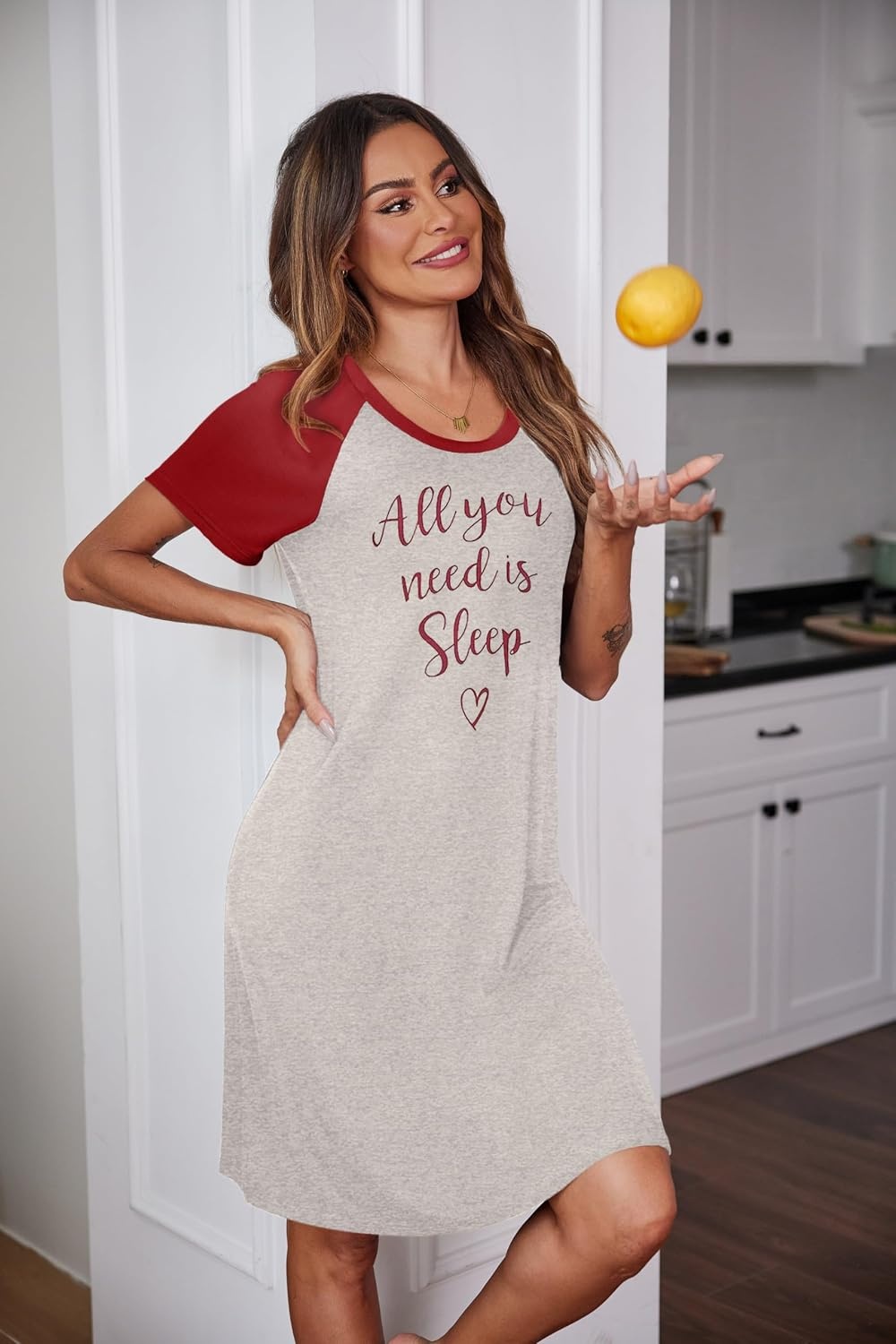 image:imageEkouaer Nightgowns for Women Short Sleeve Night Dress Printed SleepwearBred
