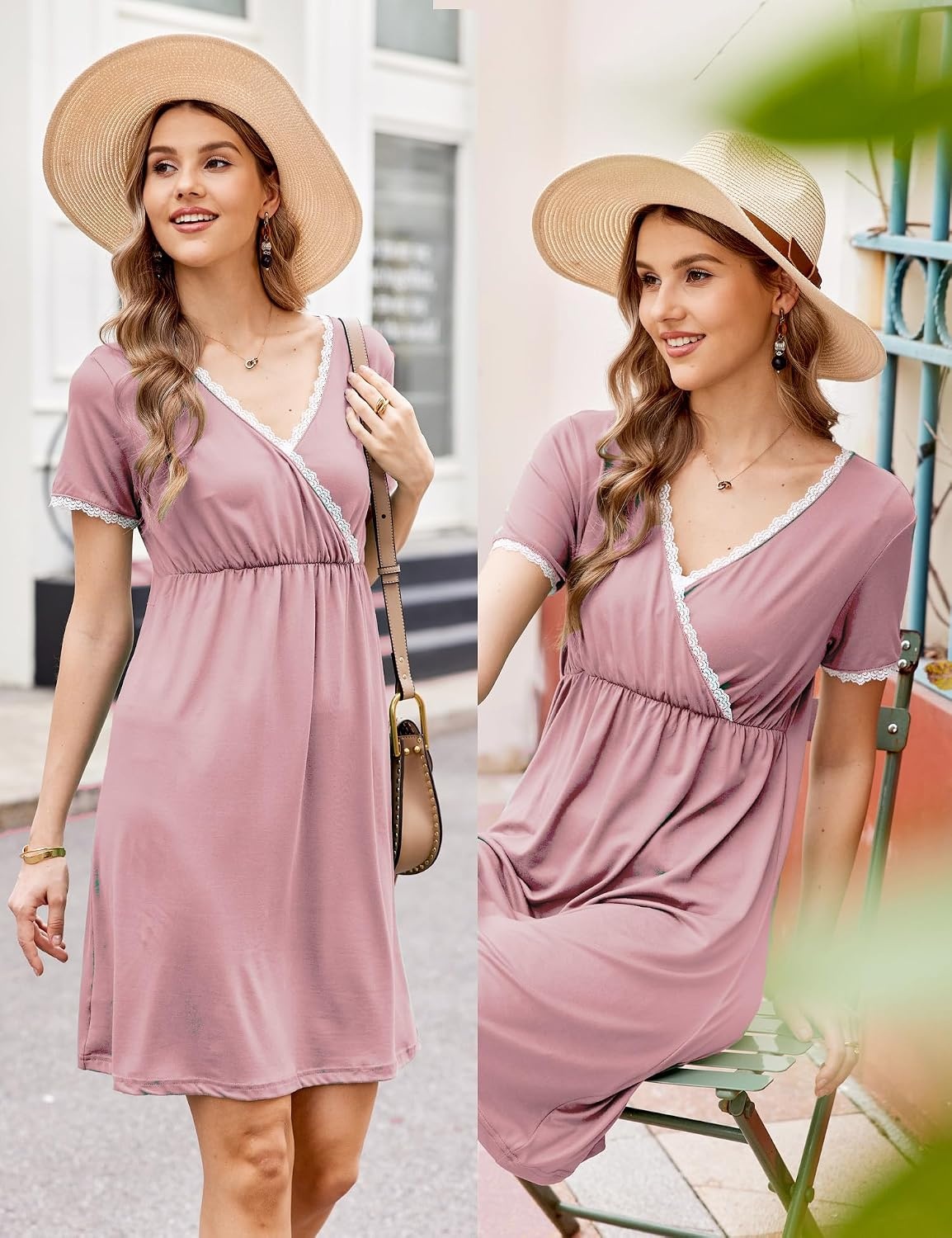 image:imageEkouaer Nursing Nightgown Labor and Delivery Gown Dress Maternity PajamasDusty Rose