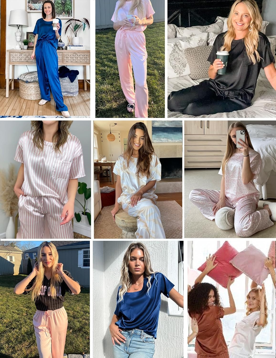 image:imageEkouaer Pajamas for Women Set Silky Satin 2 Piece Lounge Sets with PocketsChampagne
