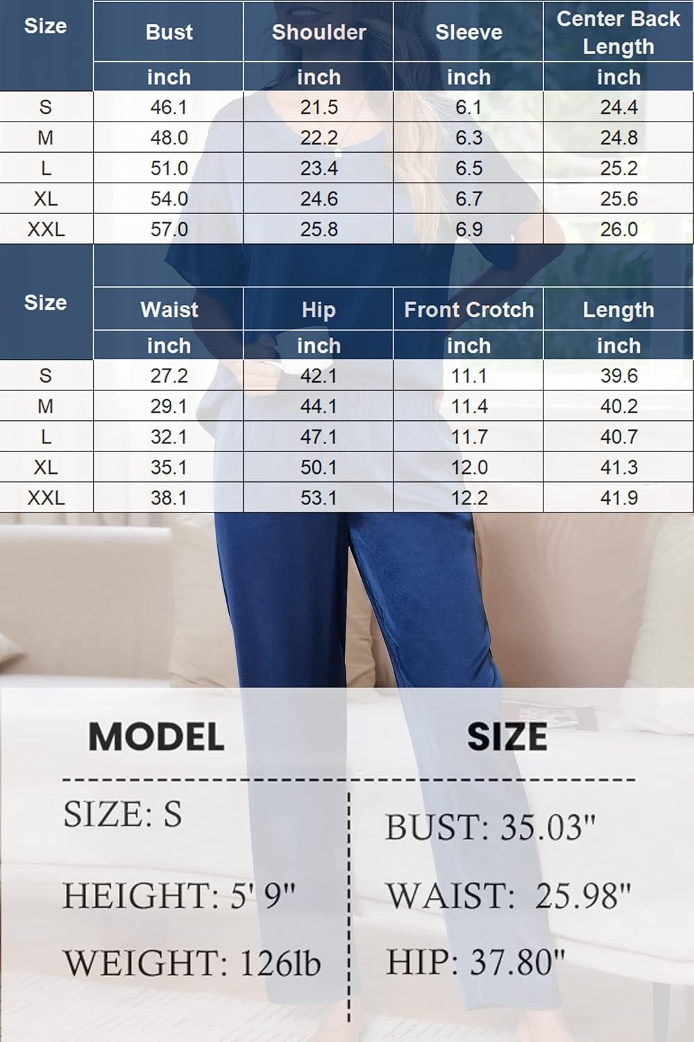 image:imageEkouaer Pajamas for Women Set Silky Satin 2 Piece Lounge Sets with PocketsNavy Blue