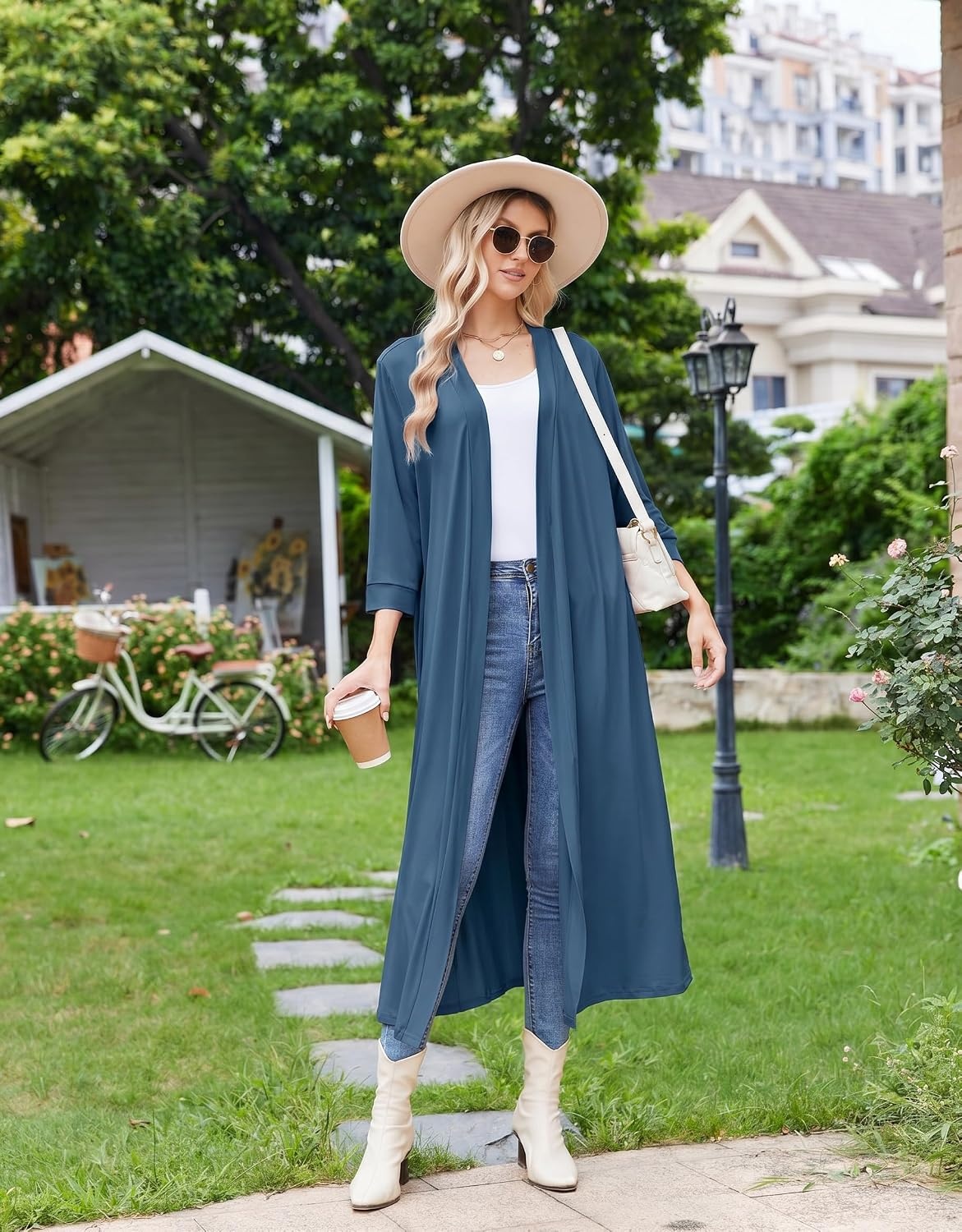 image:imageEkouaer Women Robes Long Knit Bathrobe Soft Kimono Loungewear with PocketsBlue
