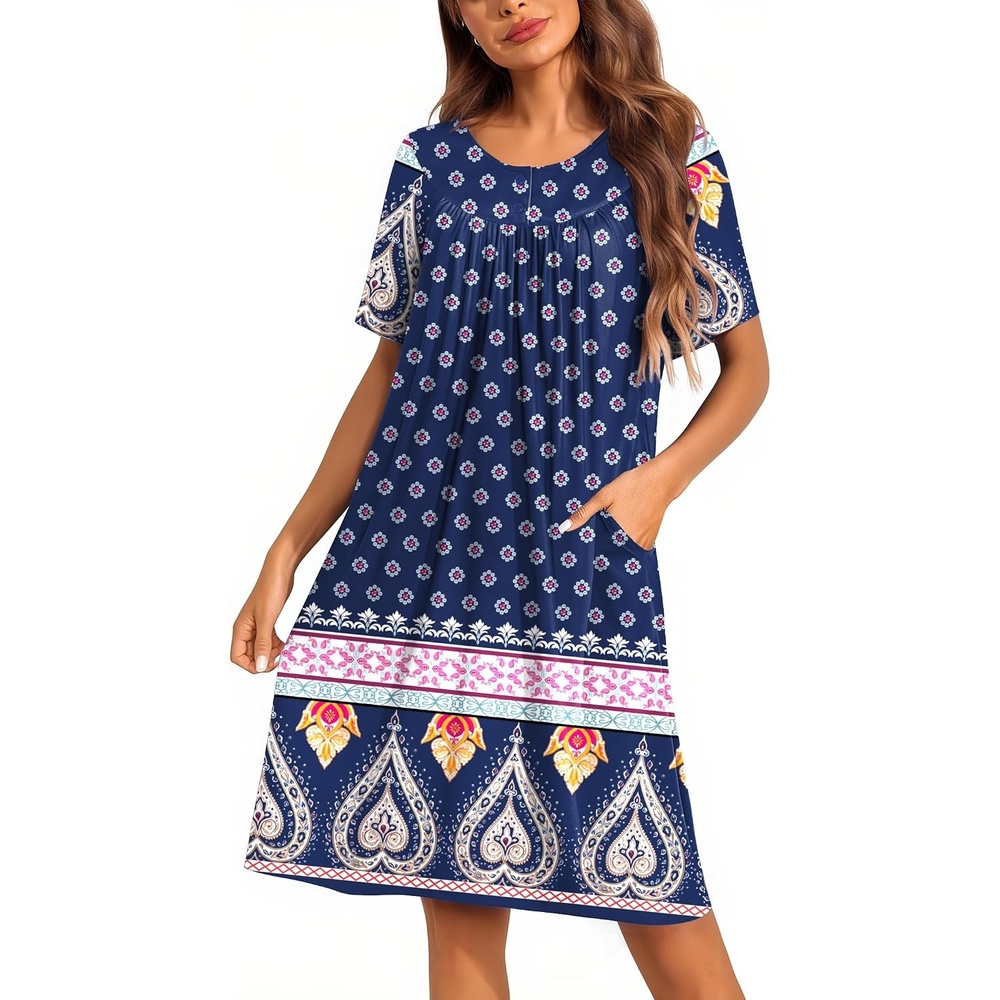 image:imageEkouaer Moo Moos for Women Button House Dresses for Women with Pocket MumuNavy Boho
