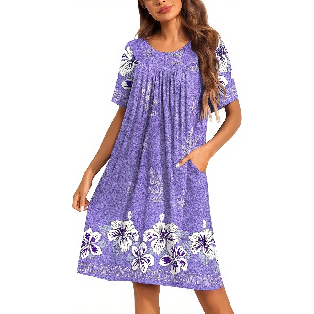 image:imageEkouaer Moo Moos for Women Button House Dresses for Women with Pocket MumuPurple