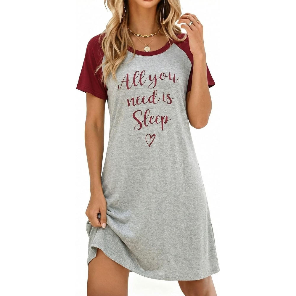 image:imageEkouaer Nightgowns for Women Short Sleeve Night Dress Printed SleepwearBred