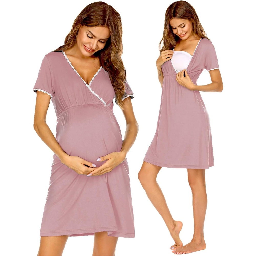 image:imageEkouaer Nursing Nightgown Labor and Delivery Gown Dress Maternity PajamasDusty Rose