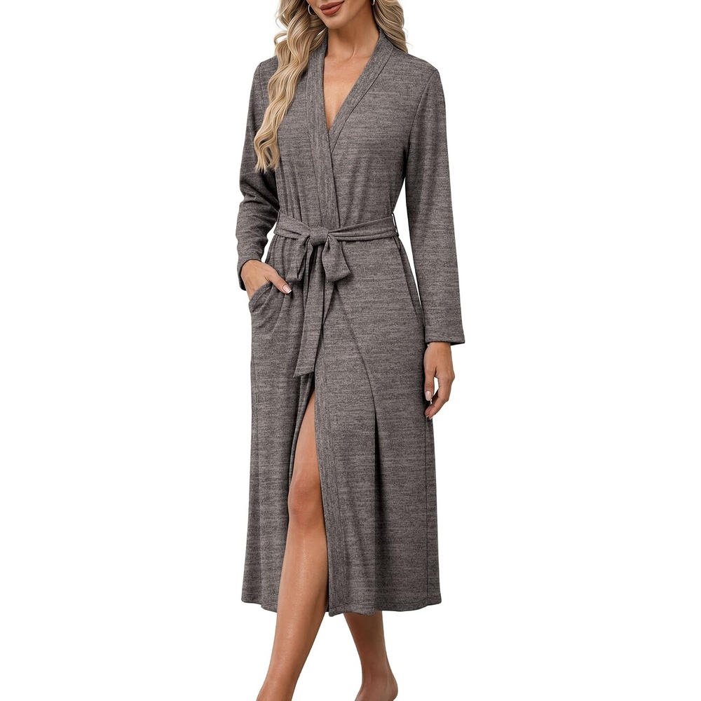 image:imageEkouaer Robes for Women Lightweight Long Bathrobe Soft Knit Bath Robe S2XLDark Gray