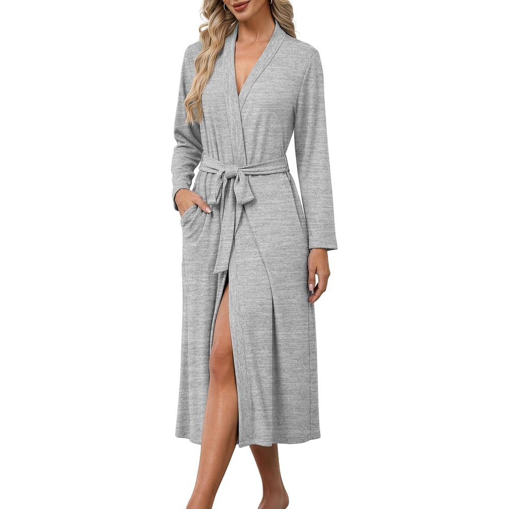 image:imageEkouaer Robes for Women Lightweight Long Bathrobe Soft Knit Bath Robe S2XLLight Grey