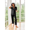 Ekouaer 2 Piece Satin Short Sleeve Pajamas Set Button Down Sleepwear(Black)
