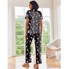 Ekouaer 2 Piece Satin Short Sleeve Pajamas Set Button Down Sleepwear(Black Cocktail)