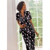Ekouaer 2 Piece Satin Short Sleeve Pajamas Set Button Down Sleepwear(Black Cocktail)