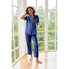 Ekouaer 2 Piece Satin Short Sleeve Pajamas Set Button Down Sleepwear(Blue)