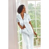 Ekouaer 2 Piece Satin Short Sleeve Pajamas Set Button Down Sleepwear(Blue Bow Flower)