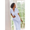 Ekouaer 2 Piece Satin Short Sleeve Pajamas Set Button Down Sleepwear(Blue Striped)