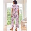 Ekouaer 2 Piece Satin Short Sleeve Pajamas Set Button Down Sleepwear(Cat Print)