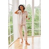 Ekouaer 2 Piece Satin Short Sleeve Pajamas Set Button Down Sleepwear(Champagne)