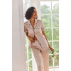 Ekouaer 2 Piece Satin Short Sleeve Pajamas Set Button Down Sleepwear(Champagne)