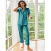 Ekouaer 2 Piece Satin Short Sleeve Pajamas Set Button Down Sleepwear(Dark Green)
