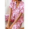 Ekouaer 2 Piece Satin Short Sleeve Pajamas Set Button Down Sleepwear(Heart-shaped Cake)