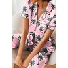 Ekouaer 2 Piece Satin Short Sleeve Pajamas Set Button Down Sleepwear(Holiday Coconut Trees)
