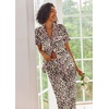 Ekouaer 2 Piece Satin Short Sleeve Pajamas Set Button Down Sleepwear(Leopard)