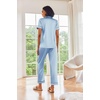 Ekouaer 2 Piece Satin Short Sleeve Pajamas Set Button Down Sleepwear(Light Blue)
