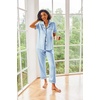 Ekouaer 2 Piece Satin Short Sleeve Pajamas Set Button Down Sleepwear(Light Blue)