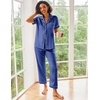 Ekouaer 2 Piece Satin Short Sleeve Pajamas Set Button Down Sleepwear(Navy Blue)