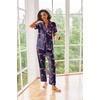 Ekouaer 2 Piece Satin Short Sleeve Pajamas Set Button Down Sleepwear(Navy Cocktail)