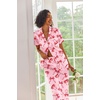 Ekouaer 2 Piece Satin Short Sleeve Pajamas Set Button Down Sleepwear(Pink Bow)