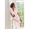 Ekouaer 2 Piece Satin Short Sleeve Pajamas Set Button Down Sleepwear(Pink Bow Flower)