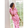 Ekouaer 2 Piece Satin Short Sleeve Pajamas Set Button Down Sleepwear(Pink Lip Heart)