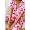 Ekouaer 2 Piece Satin Short Sleeve Pajamas Set Button Down Sleepwear(Pink Love)