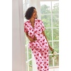 Ekouaer 2 Piece Satin Short Sleeve Pajamas Set Button Down Sleepwear(Pink Love)