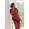 Ekouaer 2 Piece Satin Short Sleeve Pajamas Set Button Down Sleepwear(Red Loved)