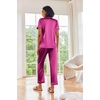 Ekouaer 2 Piece Satin Short Sleeve Pajamas Set Button Down Sleepwear(Rose Red)