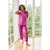 Ekouaer 2 Piece Satin Short Sleeve Pajamas Set Button Down Sleepwear(Rose Red)