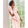 Ekouaer 2 Piece Satin Short Sleeve Pajamas Set Button Down Sleepwear(Veiled Rose)