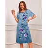Ekouaer 3 Pack Long Nightgowns for Women Ruffle House Dress(Black+blue Green+continuous Floral Pattern)