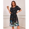 Ekouaer 3 Pack Long Nightgowns for Women Ruffle House Dress(Black+deep Gray+butterfly)
