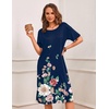 Ekouaer 3 Pack Long Nightgowns for Women Ruffle House Dress(Black+eggplant Purple+botanical Floral)