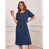 Ekouaer 3 Pack Long Nightgowns for Women Ruffle House Dress(Black+navy+eggplant Purple)