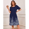 Ekouaer 3 Pack Long Nightgowns for Women Ruffle House Dress(Black+navy+silhouette Florals)