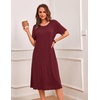 Ekouaer 3 Pack Long Nightgowns for Women Ruffle House Dress(Black+wine Red+navy)