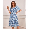 Ekouaer 3 Pack Long Nightgowns for Women Ruffle House Dress(Branching Flowers + Flower Clusters + Hawaiian Flowers)