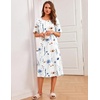 Ekouaer 3 Pack Long Nightgowns for Women Ruffle House Dress(Branching Flowers + Flower Clusters + Hawaiian Flowers)