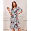 Ekouaer 3 Pack Long Nightgowns for Women Ruffle House Dress(Deep Pink+pale Violet+watercolor Florals)