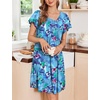 Ekouaer House Dress for Women with Pockets Short Sleeve Moo Moos Nightgowns(Aqua Multi)