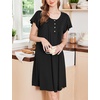 Ekouaer House Dress for Women with Pockets Short Sleeve Moo Moos Nightgowns(Black)