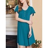 Ekouaer House Dress for Women with Pockets Short Sleeve Moo Moos Nightgowns(Blue Green)